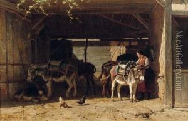 Looking After The Donkeys Oil Painting - Willem Carel Nakken