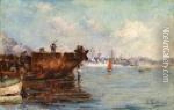 Le Chantier Naval De La Ciotat. Oil Painting - Louis Nattero