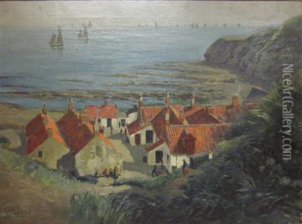 Coastal Cottages Oil Painting - William Adam