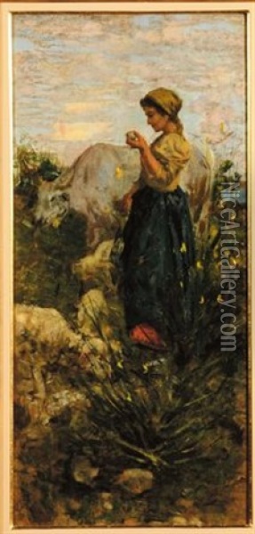 La Pastorella Oil Painting - Niccolo Cannicci
