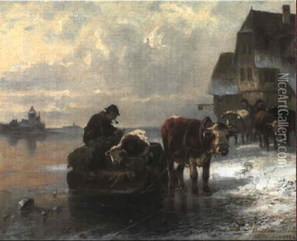 Ankunft Des Ochsenschlittens Oil Painting - Christian Friedrich Mali