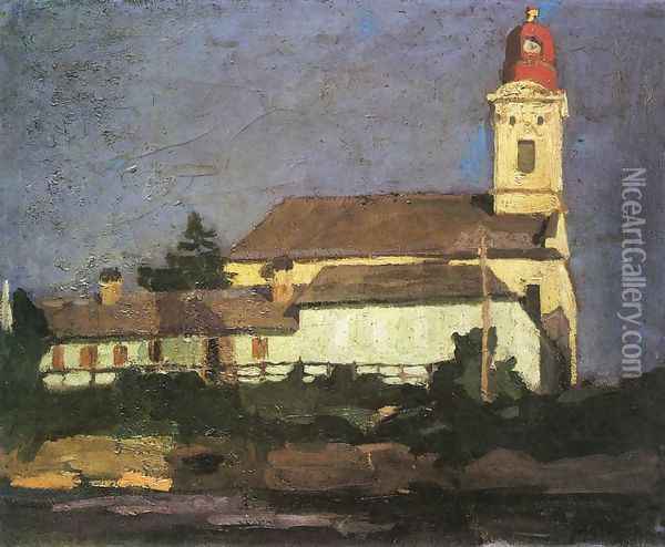 The Reformed Church from Hid Street 1900-05 Oil Painting - Jeno Maticska
