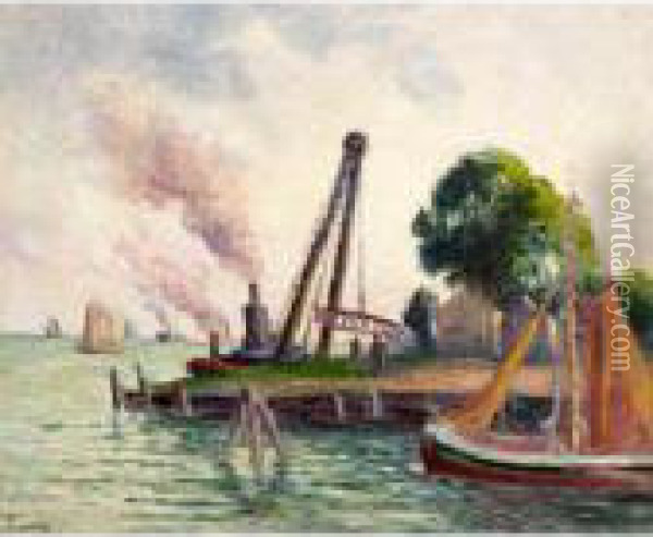 Le Port D'amsterdam Oil Painting - Maximilien Luce