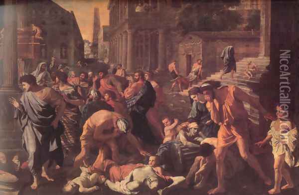 The Plague of Ashdod - detail Oil Painting - Nicolas Poussin
