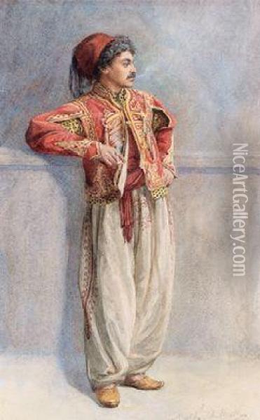 Portrat Eines Rauchenden Turken Oil Painting - Margareth A. Heath