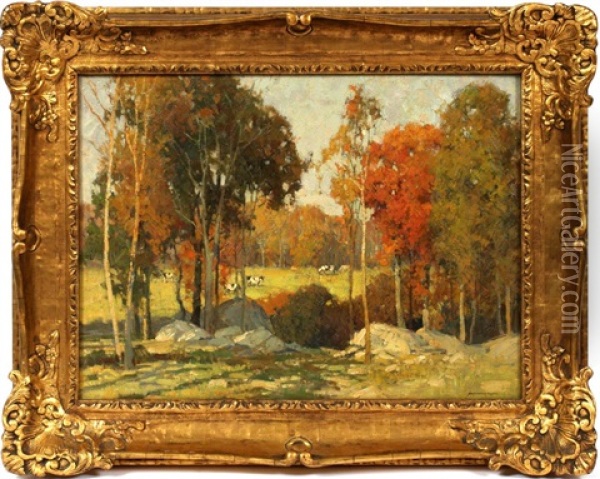 An October Afternoon Oil Painting - Frederick J. Mulhaupt