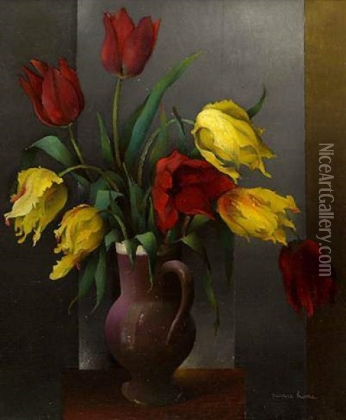 Vase De Tulipes Oil Painting - Pierre Hode