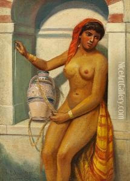Young Oriental Woman Oil Painting - Reinhold Schweitzer
