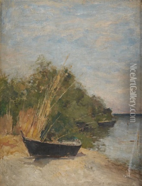 Barque Echouee Oil Painting - Alfred Casile