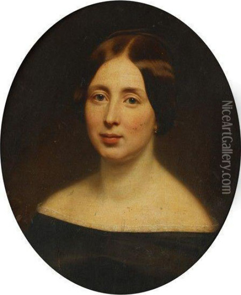 Portrait De Fanny Galle Reinemer Oil Painting - Charles L. Bazin