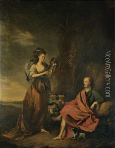A Double Portrait Of Arthur Wolfe, 1st Viscount Kilwarden And His Wife Anne Oil Painting - Thomas Hickey