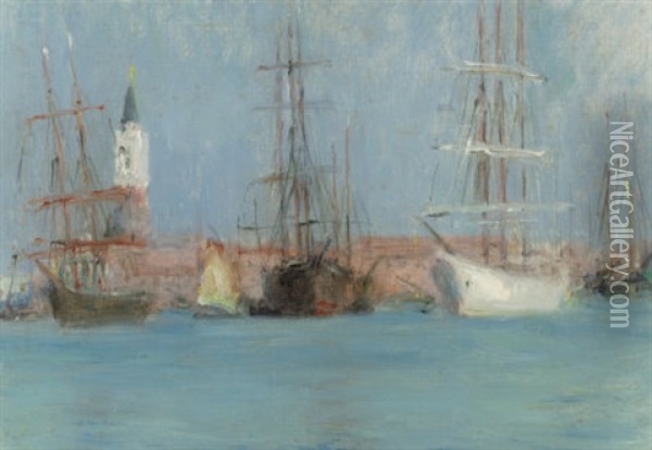 Ships In Venice Oil Painting - Charles Stuart Forbes