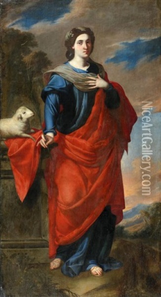 Heilige Agnes Oil Painting - Francisco Pacheco