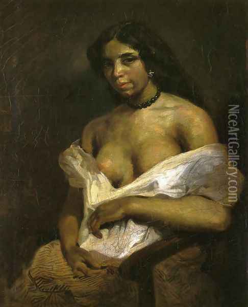 Portrait of Aspasie Oil Painting - Eugene Delacroix