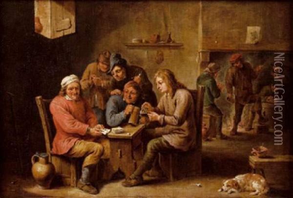 Les Joueurs De Cartes Oil Painting - Abraham Teniers