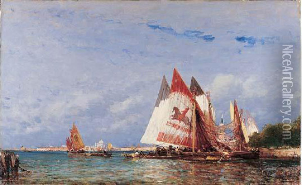 Vue De Venise De La Lagune Oil Painting - Felix Ziem