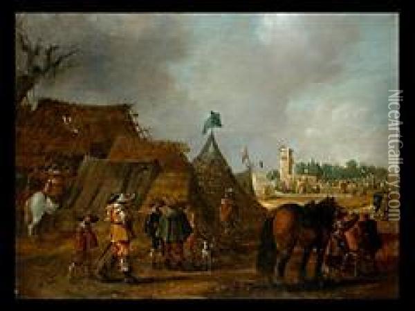 Das Militarlager Oil Painting - Salomon van Ruysdael