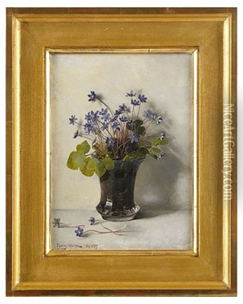 Stilleben Med Blasippor Oil Painting - Fanny Elisabeth Wilhelmina Hjelm