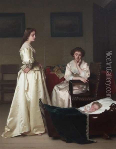 The Sleeping Child Oil Painting - Petrus Renier Hubertus Knarren