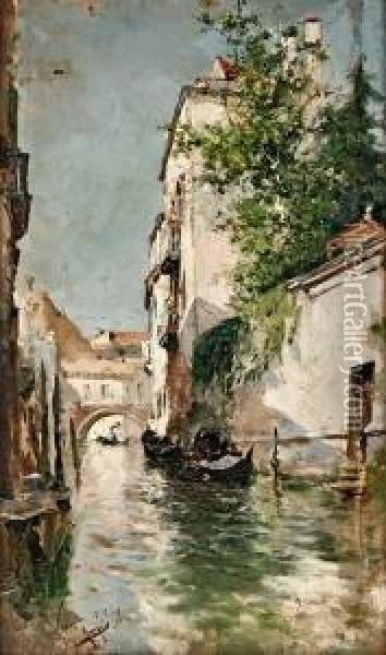 Un Canal De Venecia Oil Painting - Jose Maria Marques Garcia