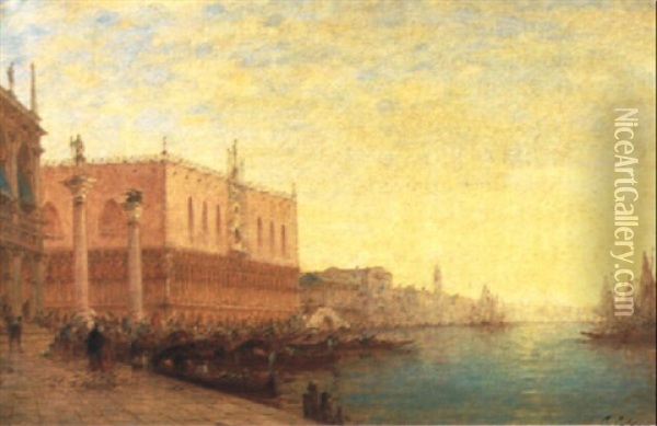 La Place Saint Marc A Venise Oil Painting - Charles Clement Calderon