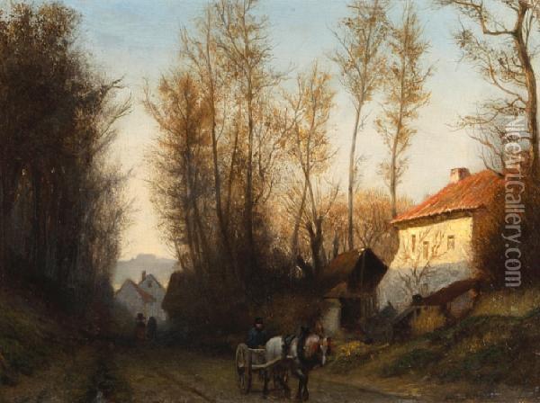 A Road Near Waterloo Oil Painting - Adolph Alexander Dillens