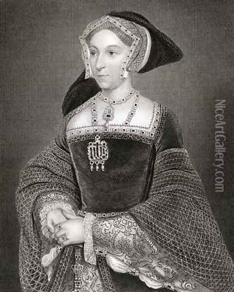 Portrait of Jane Seymour c 1509-37 from Lodges British Portraits Oil Painting - Hans Holbein the Younger