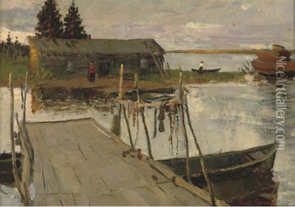 The Fisherman's House Oil Painting - Veniamin Nikolaevich Popov