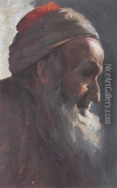 Portrait Of A Religious Jew From Jerusalem Oil Painting - Boris Schatz