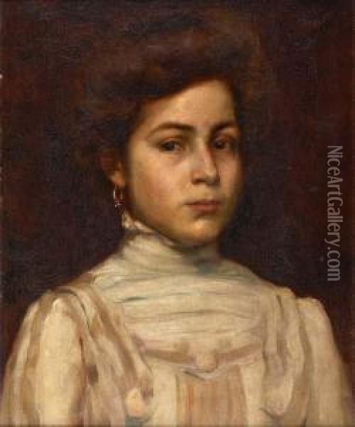 Retrato De Senhora Oil Painting - Jose Veloso Salgado
