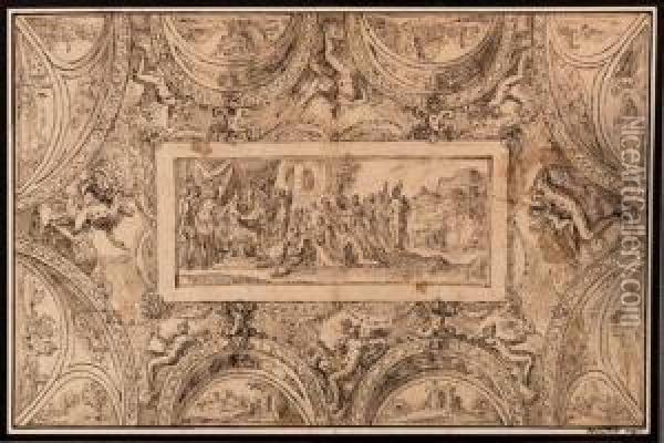 Design For A Ceiling Decoration Oil Painting - Perino del Vaga (Pietro Bonaccors)