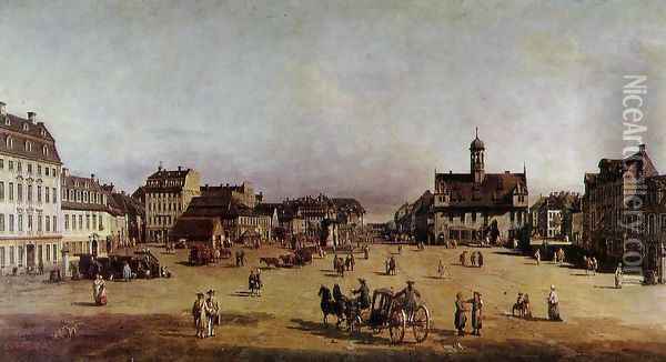 The Neustadter Market in Dresden Oil Painting - Bernardo Bellotto