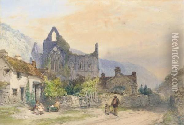 Tintern From The Village Oil Painting - William Hull