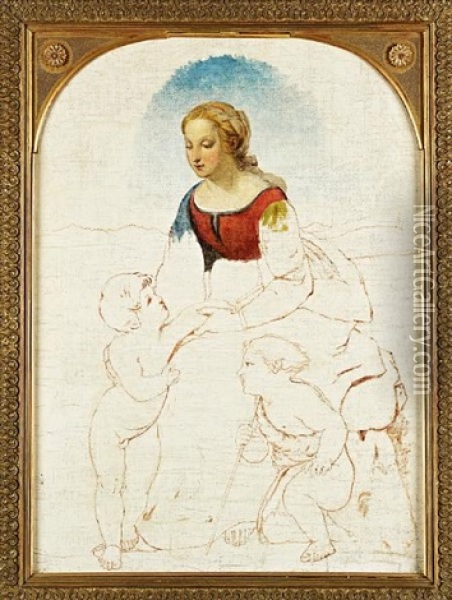 La Belle Jardiniere (study After Raphael) Oil Painting - Robert Scott Lauder