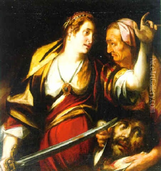 Judith With The Head Of Holofernes Oil Painting - Giulio Cesare Procaccini