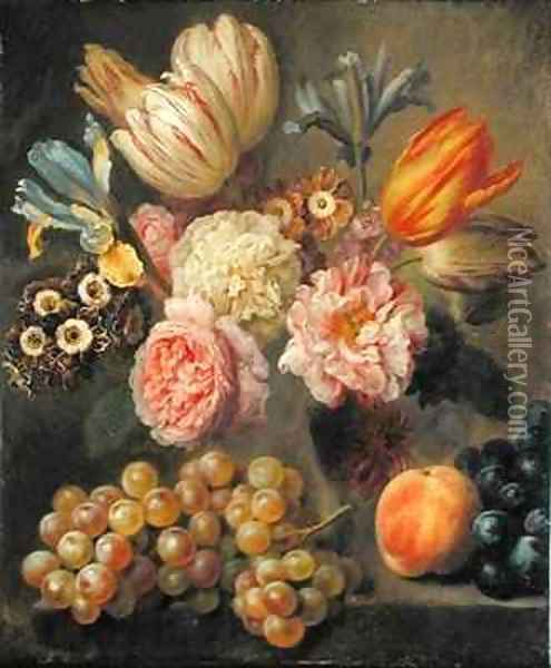 Flower Study Oil Painting - Balthasar Denner