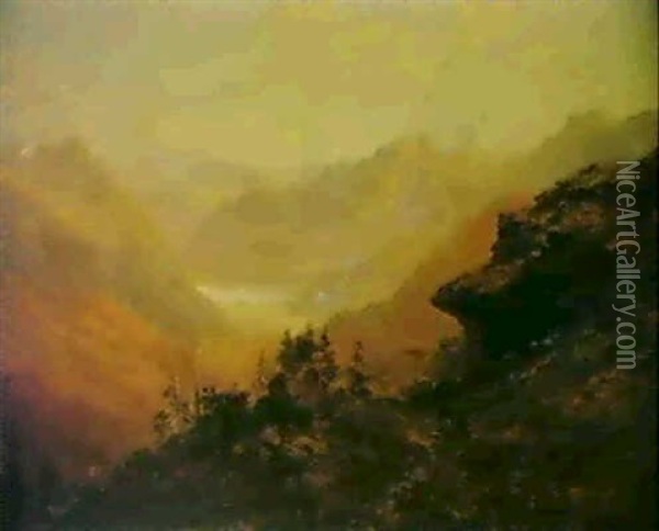 Schafer Im Tiroler Gebirge Mit Blick Auf Den Achensee Oil Painting - Edward Theodore Compton