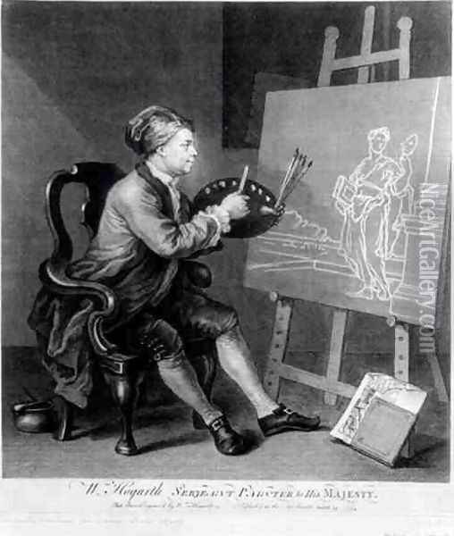 Self Portrait Painting the Comic Muse Oil Painting - William Hogarth