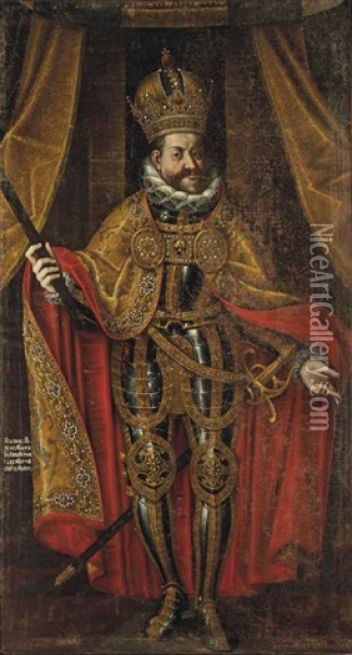Portrait Of Rudolf Ii, Holy Roman Emperor, King Of Hungary And Croatia, King Of Bohemia And Archduke Of Austria (1552-1612)fleece Oil Painting - Hans Von Aachen