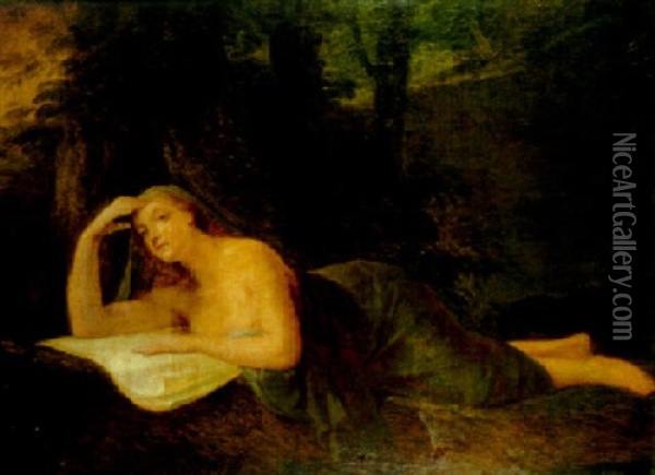 Die Busende Magdalena In Einer Landschaft Oil Painting - Friedrich Heinrich Fueger