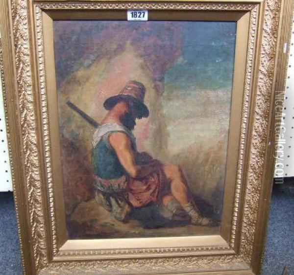 A Brigand Resting Oil Painting - Marshall Claxton