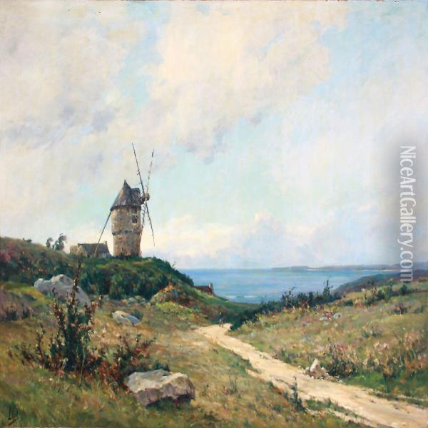 Summer Landscape With A Mill Oil Painting - Paul-Louis-Frederic Liot