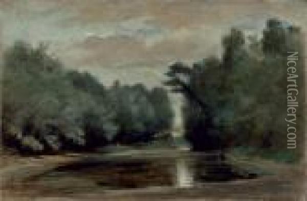 L'etang De Beauregard Dans La Commune Le Louroux Oil Painting - Eugene Delacroix