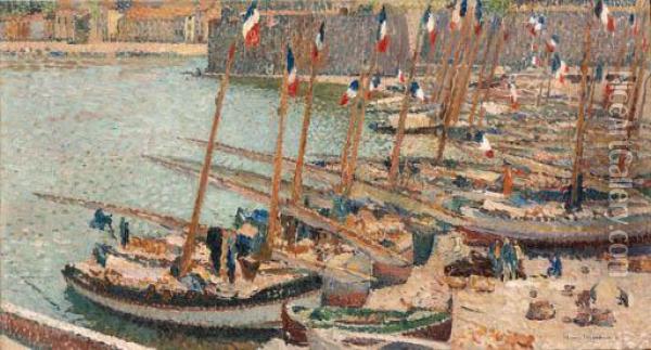Le Quatorze Juillet Dans Le Port De Collioure
Signed 'henri Martin.' (lower Right) Oil Painting - Henri Martin