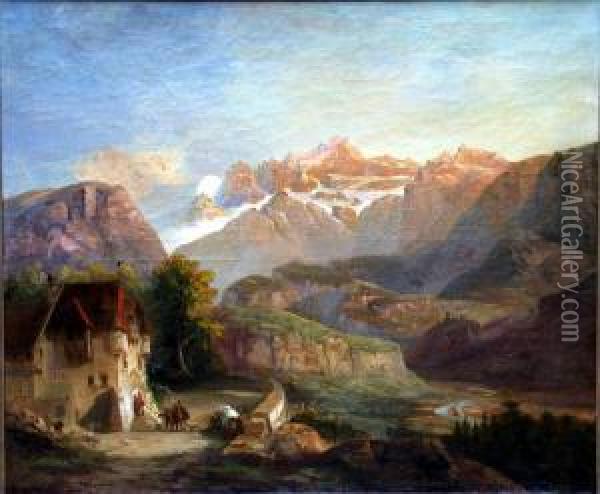 Vue Imaginaire Du Zugspitze Oil Painting - Henri Lehmann