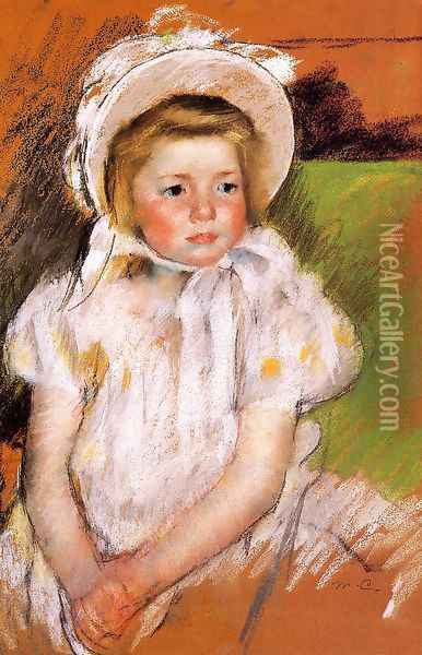 Somone In A White Bonnet Oil Painting - Mary Cassatt