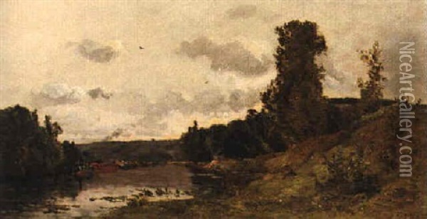 Bords De La Seine Oil Painting - Hippolyte Camille Delpy