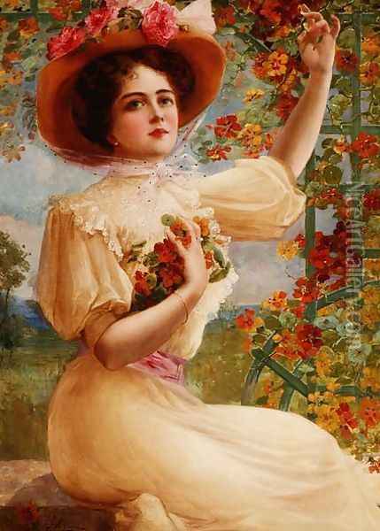 A Summer Beauty, 1909 Oil Painting - Emile Vernon