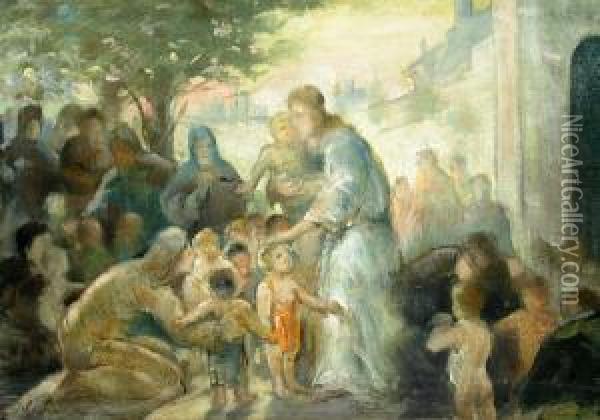 Let The Children Come To Me Oil Painting - Arthur Langley Vernon