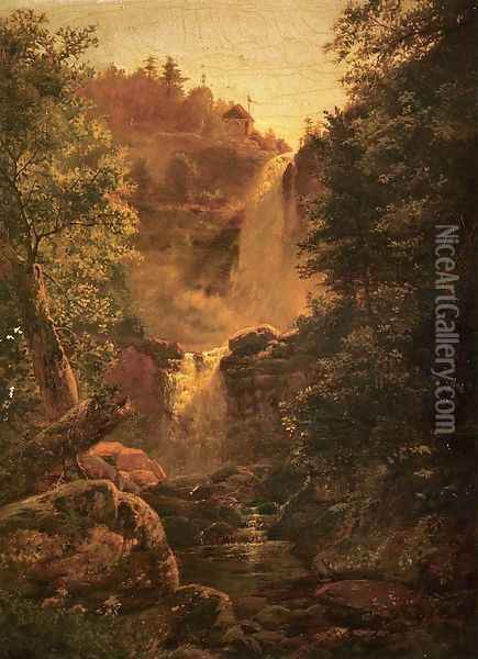 Kauterskill Falls Oil Painting - Edmund Darch Lewis